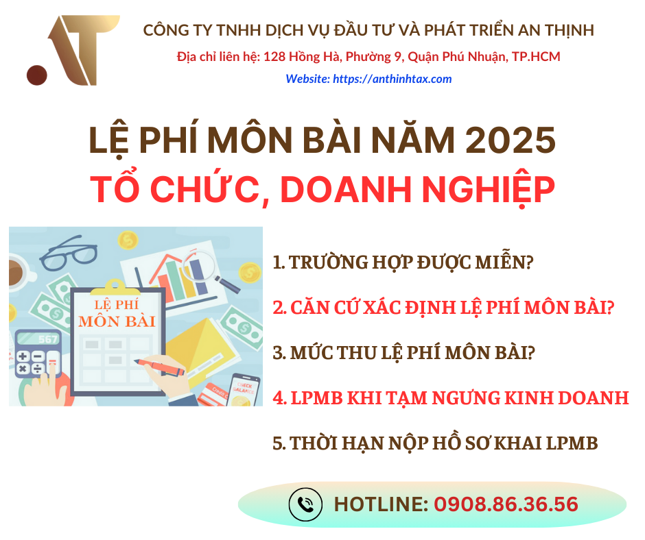 Lệ Phí Môn Bài năm 2025 với Tổ Chức, Doanh Nghiệp